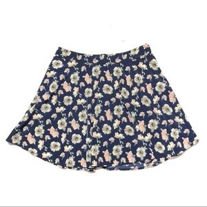 Lush Print Circle Skirt Medium Women’s Blue Floral